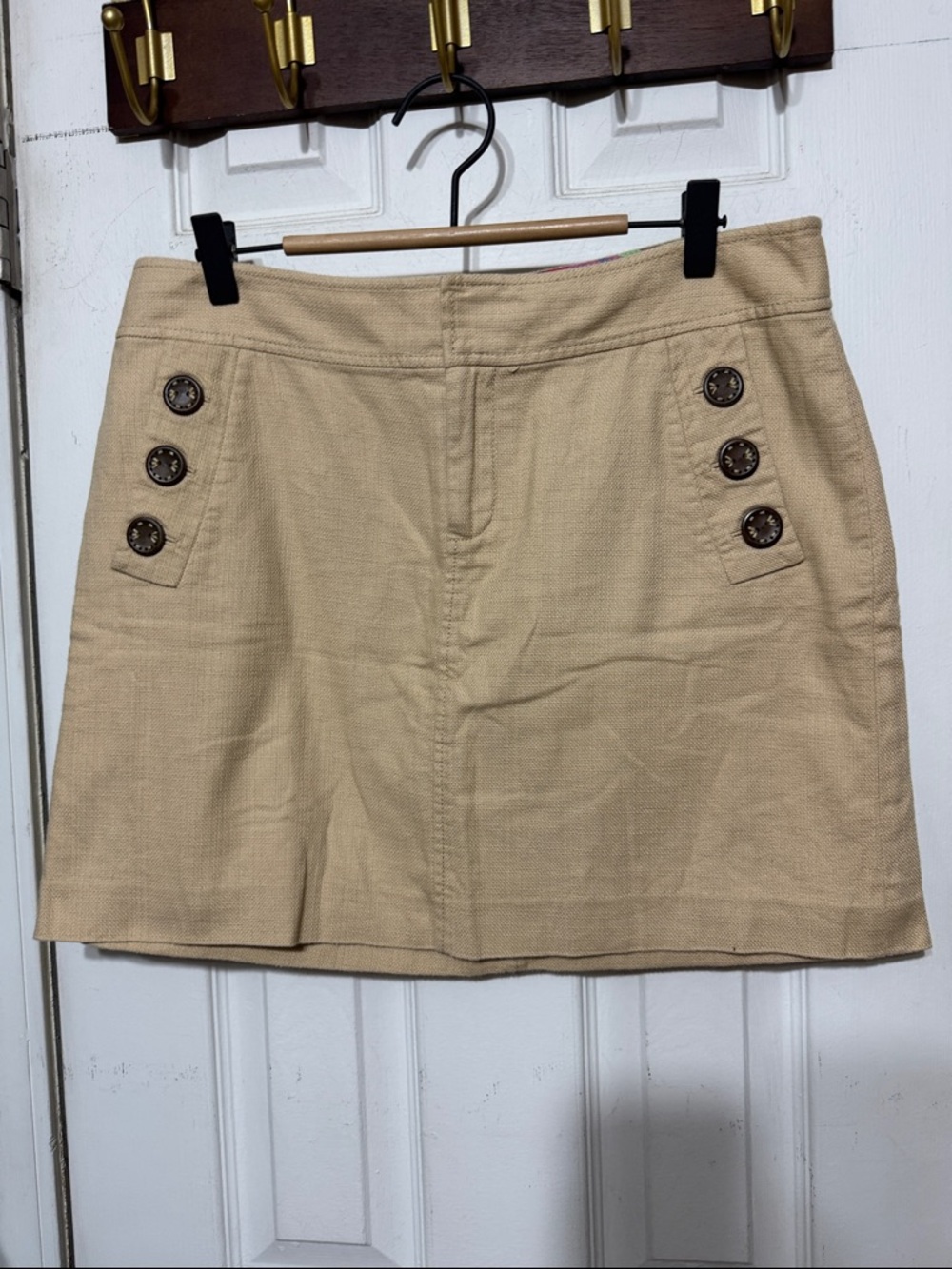 Lilly Pulitzer Tan Button-Accent Cotton Mini Skirt Size 8